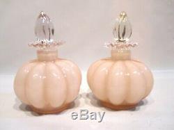 Vintage Fenton Pink Rose Overlay Melon Vanity Perfume Bottles Powder Box 8 Pcs