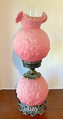 Vintage Fenton Pink Satin Poppy Lamp