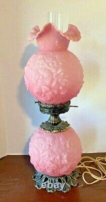 Vintage Fenton Pink Satin Poppy Lamp