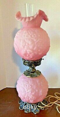 Vintage Fenton Pink Satin Poppy Lamp