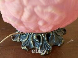 Vintage Fenton Pink Satin Poppy Lamp