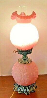 Vintage Fenton Pink Satin Poppy Lamp