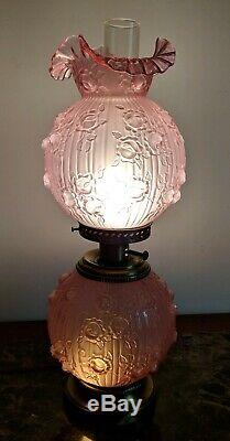 Vintage Fenton Rose GWTW Parlor Lamp Pink Purple