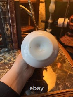 Vintage Fenton Uranium Milk Art Glass Ruffled Vase, White/Pink, UV Reactive