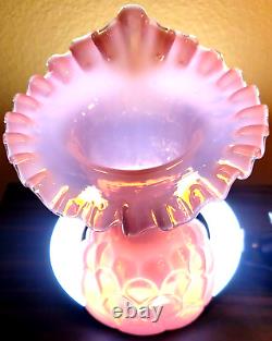 Vintage Fenton Vase Jacqueline Light Pink Opaline Cased Glass 61-63 Years Old