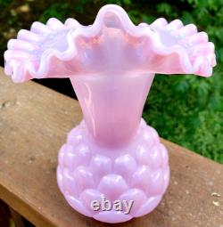 Vintage Fenton Vase Jacqueline Light Pink Opaline Cased Glass 61-63 Years Old