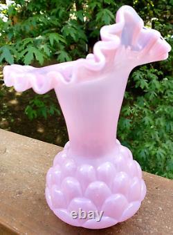 Vintage Fenton Vase Jacqueline Light Pink Opaline Cased Glass 61-63 Years Old