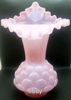 Vintage Fenton Vase Jacqueline Light Pink Opaline Cased Glass 61-63 Years Old