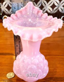 Vintage Fenton Vase Jacqueline Light Pink Opaline Cased Glass 61-63 Years Old