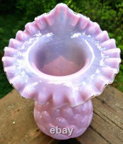 Vintage Fenton Vase Jacqueline Light Pink Opaline Cased Glass 61-63 Years Old