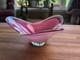 Vintage Flygsfors Coquille Art Glass Bowl Pink White Scandinavian Swedish Signed