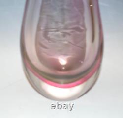 Vintage Flygsfors Pink Brown Art Glass Vase Large Heavy Swedish