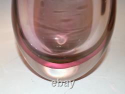 Vintage Flygsfors Pink Brown Art Glass Vase Large Heavy Swedish