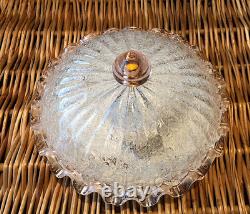Vintage Franklite Murano art glass flush ceiling light frosted/pink frilled 29cm