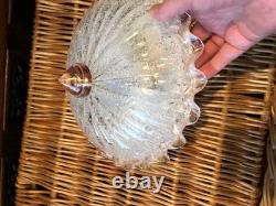 Vintage Franklite Murano art glass flush ceiling light frosted/pink frilled 29cm