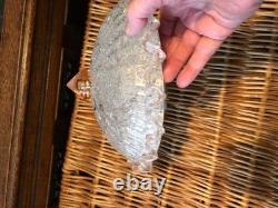 Vintage Franklite Murano art glass flush ceiling light frosted/pink frilled 29cm