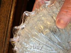 Vintage Franklite Murano art glass flush ceiling light frosted/pink frilled 29cm