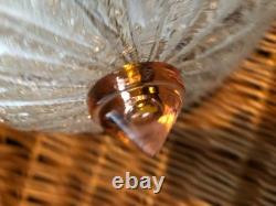 Vintage Franklite Murano art glass flush ceiling light frosted/pink frilled 29cm