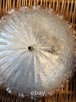 Vintage Franklite Murano art glass flush ceiling light frosted/pink frilled 29cm