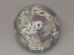 Vintage Fratelli Toso lilac & White Murano Latticino Art Glass Paperweight