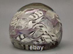 Vintage Fratelli Toso lilac & White Murano Latticino Art Glass Paperweight