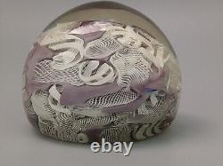 Vintage Fratelli Toso lilac & White Murano Latticino Art Glass Paperweight