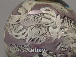 Vintage Fratelli Toso lilac & White Murano Latticino Art Glass Paperweight