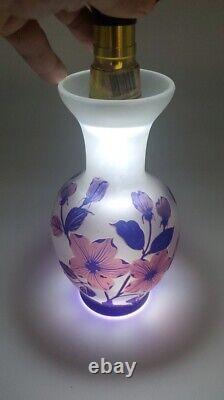 Vintage French Art Glass 3color Purple Pink White Satin Cameo Vase 8 Signed