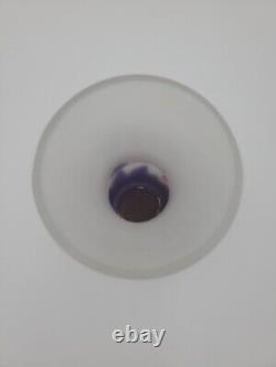 Vintage French Art Glass 3color Purple Pink White Satin Cameo Vase 8 Signed