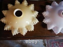 Vintage French Glass Light Shades Lot 4 (2 Pink)(1White)(1Yellow) Art Deco 25cms