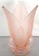Vintage Frosted Pink Art Glass Vase with Leaf & Scroll Handles Barolac Style