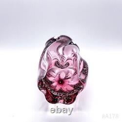 Vintage Glass Vase Art Glass Decorative Glass Mouth-Blown Handmade Pink 21,5cm