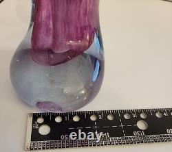 Vintage Hand Blown Art Glass Flamingo Crane Sculpture Pink Clear Base 13.5