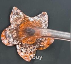 Vintage Hand Blown Pink Art Glass Flower Sculpture Clear Stem Decorative Studio