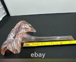 Vintage Hand Blown Pink Art Glass Flower Sculpture Clear Stem Decorative Studio
