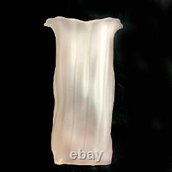 Vintage Hand Blown Studio Art Glass Vase Signed Frosted Ribbed Amorphic 9 1/2