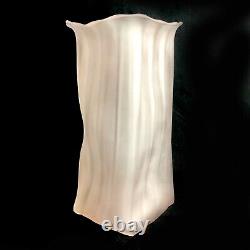 Vintage Hand Blown Studio Art Glass Vase Signed Frosted Ribbed Amorphic 9 1/2