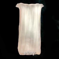 Vintage Hand Blown Studio Art Glass Vase Signed Frosted Ribbed Amorphic 9 1/2