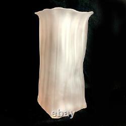 Vintage Hand Blown Studio Art Glass Vase Signed Frosted Ribbed Amorphic 9 1/2