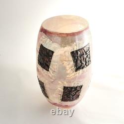 Vintage Handblown Studio Art Glass Pink & Black Vase Signed Susan Rankin 1994 9