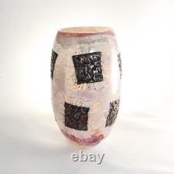 Vintage Handblown Studio Art Glass Pink & Black Vase Signed Susan Rankin 1994 9