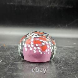 Vintage Handmade Art Glass Paperweight Heart Pink Signed B. P. 89 3.5