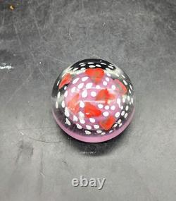 Vintage Handmade Art Glass Paperweight Heart Pink Signed B. P. 89 3.5