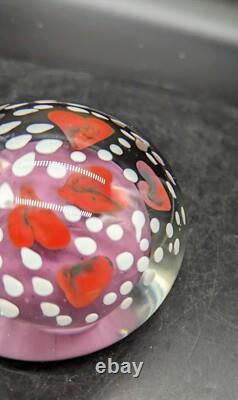 Vintage Handmade Art Glass Paperweight Heart Pink Signed B. P. 89 3.5