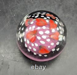 Vintage Handmade Art Glass Paperweight Heart Pink Signed B. P. 89 3.5