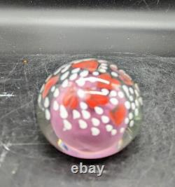 Vintage Handmade Art Glass Paperweight Heart Pink Signed B. P. 89 3.5