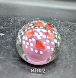 Vintage Handmade Art Glass Paperweight Heart Pink Signed B. P. 89 3.5