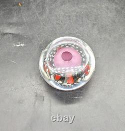 Vintage Handmade Art Glass Paperweight Heart Pink Signed B. P. 89 3.5