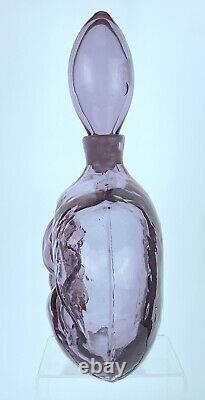 Vintage Handmade Blenko Glass 6310 Decanter in Rose Wayne Husted Design