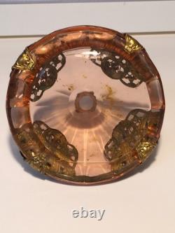 Vintage Heinrich Hoffmann art deco Czech bohemian perfume bottle pink glass